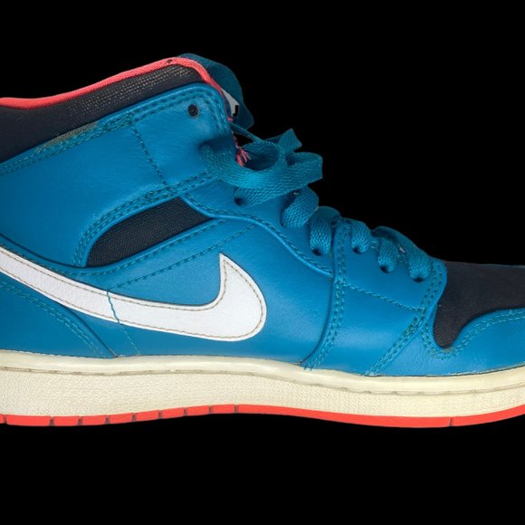 Nike Air Jordan 1 Retro Mid Tropical Teal Infared Mens size 7.5 Womens Size 9 - Picture 3 of 7